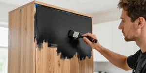 peinture cuisine noire et bois